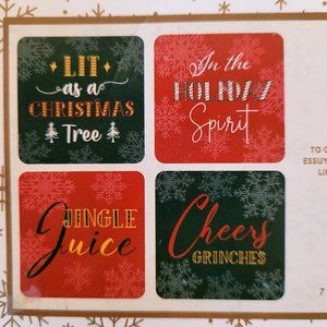 4 Piece Holiday Christmas Ceramic Coaster Set Funny Sayings New In Package